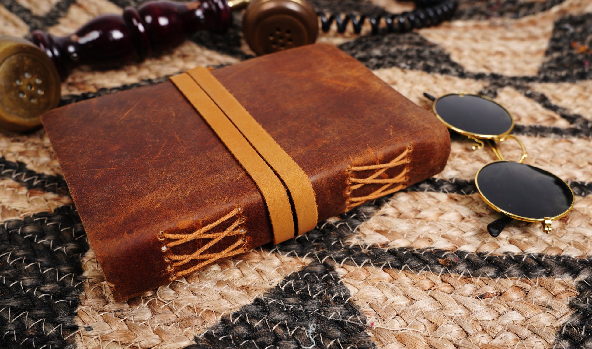 PKV PAPER Leather Journal Travel Notebook, Handmade Vintage Leather Bound Writing Notebook for Men & Women, Unlined Travel Journal to Write in 200 Pages Size 5/3 Art Sketchbook, Travel Diary