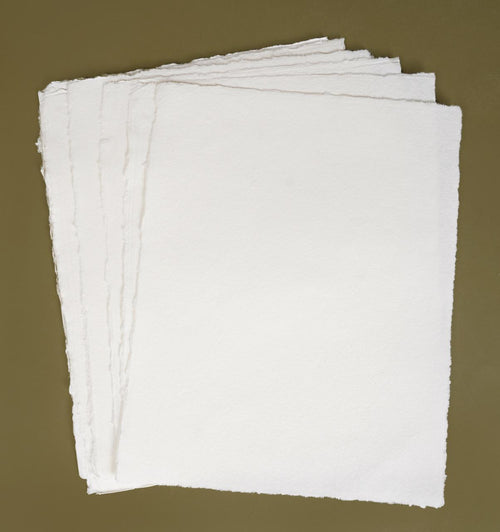Handmade Deckle Edge Paper | 100% Cotton Rag | Vintage Rustic Look | Sheets for Calligraphy, Journaling, Invitations & Crafting | Acid-Free & Eco-Friendly, pack off 20