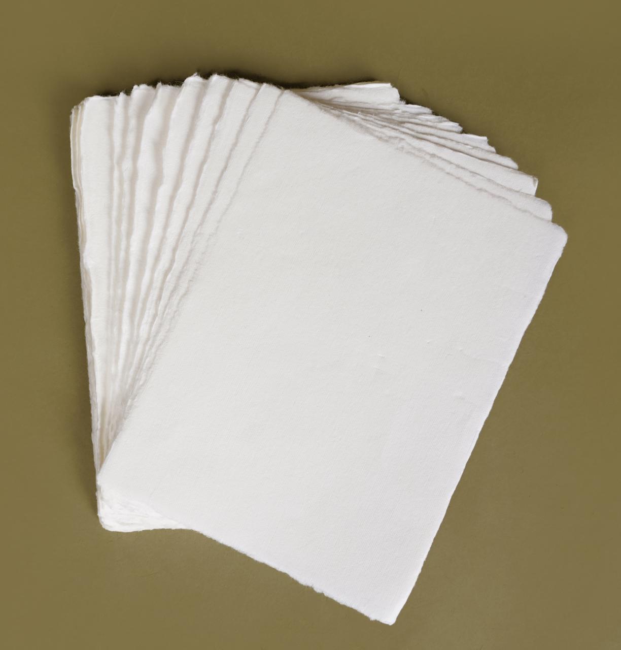 Handmade Deckle Edge Paper | 100% Cotton Rag | Vintage Rustic Look | Sheets for Calligraphy, Journaling, Invitations & Crafting | Acid-Free & Eco-Friendly, pack off 20