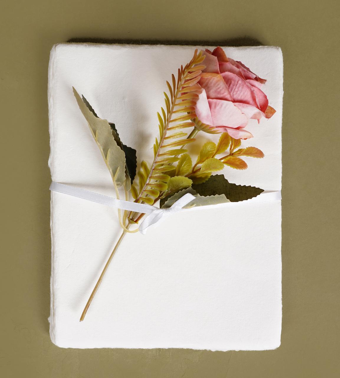150 GSM / 25 Sheets - Rough/Textured Watercolor Drawing/Sketching Paper - 8"X6" - Handmade/Deckle Edge Paper Made from Virgin Egyptian Cotton -White